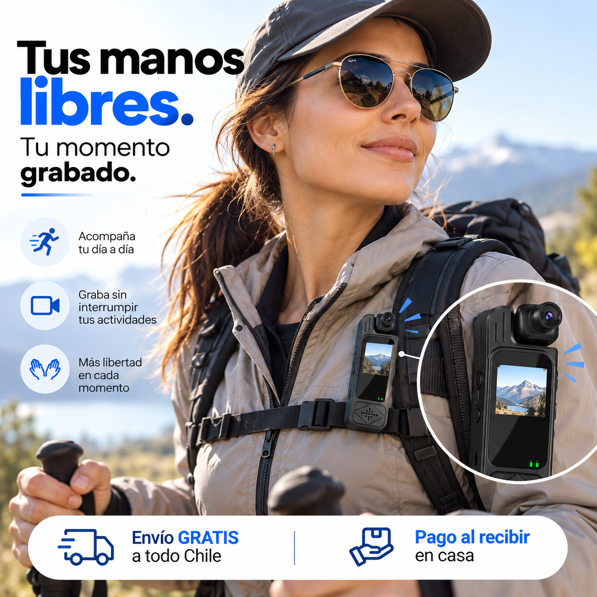 Cámara Clip Pro 180° | Cámara Portátil con Pantalla