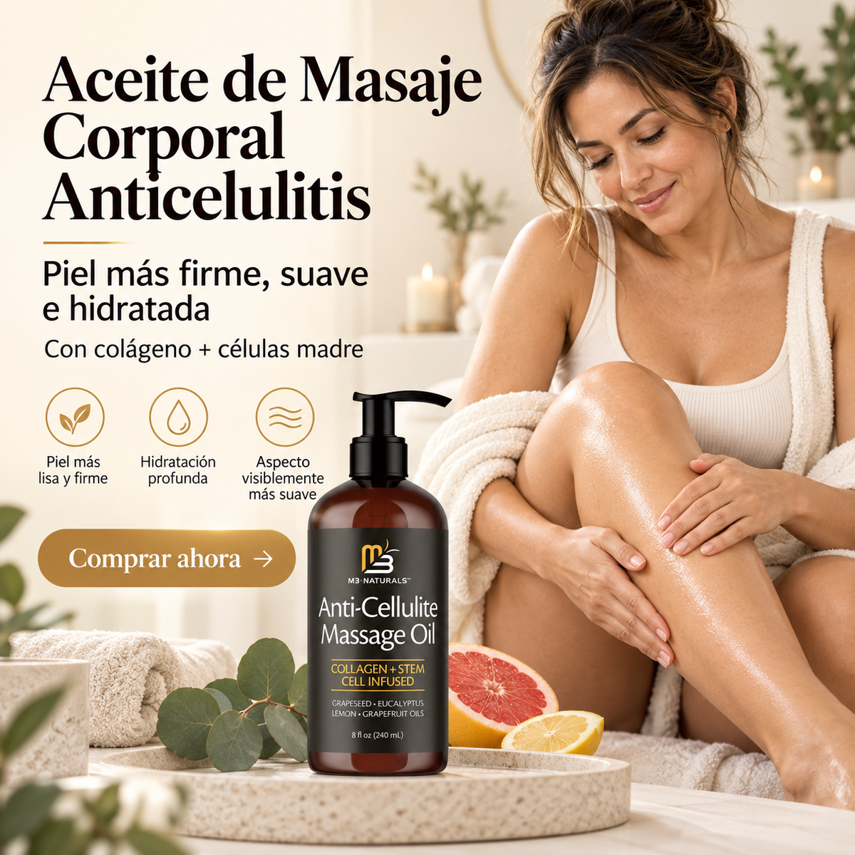Aceite Masaje Corporal Anticelulitis / Piel más firme, suave e hidratada