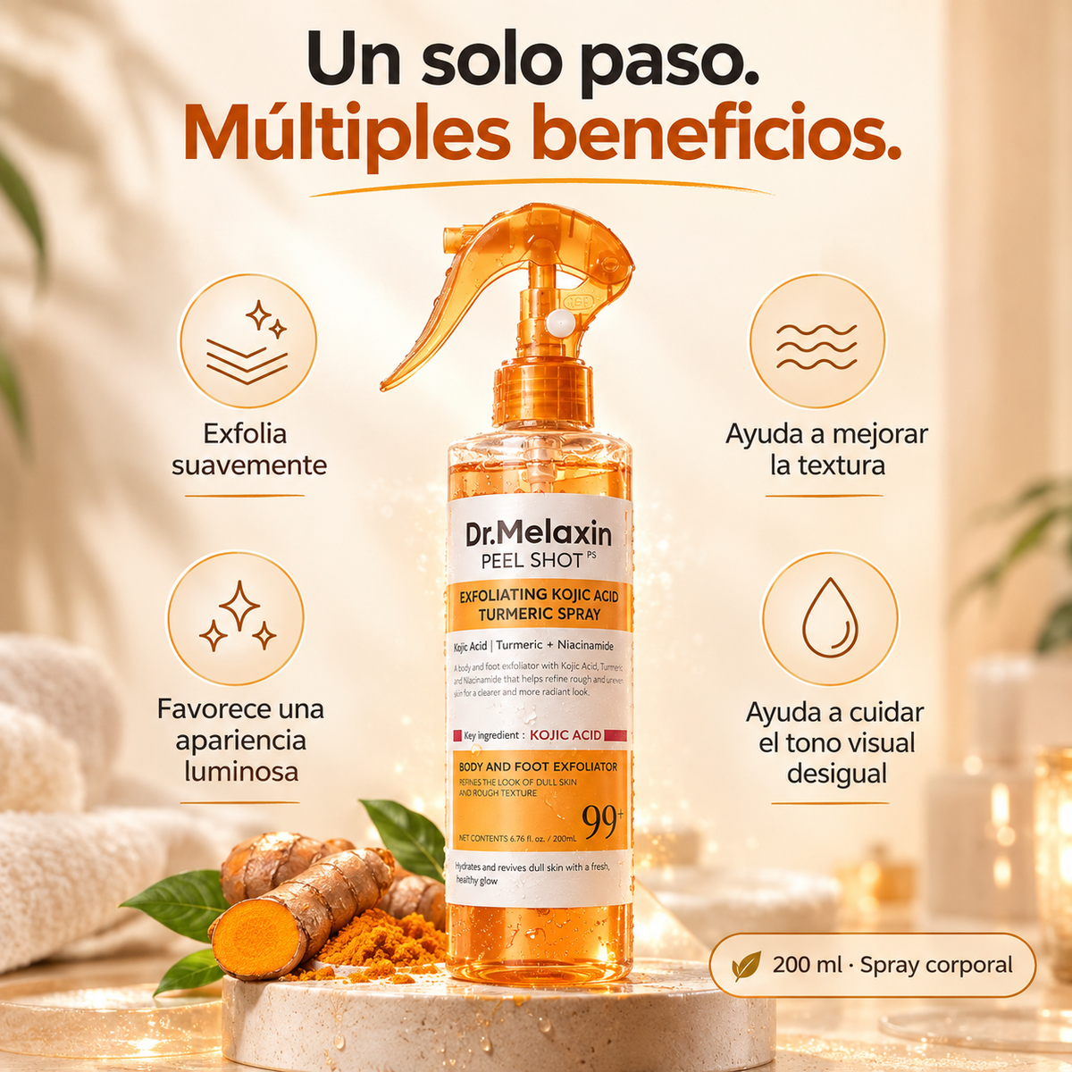 DR MELAXIN Peel Shot / Exfolia y revela una piel más suave, luminosa y uniforme