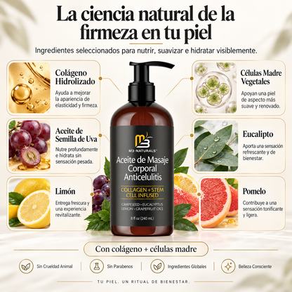 Aceite Masaje Corporal Anticelulitis / Piel más firme, suave e hidratada