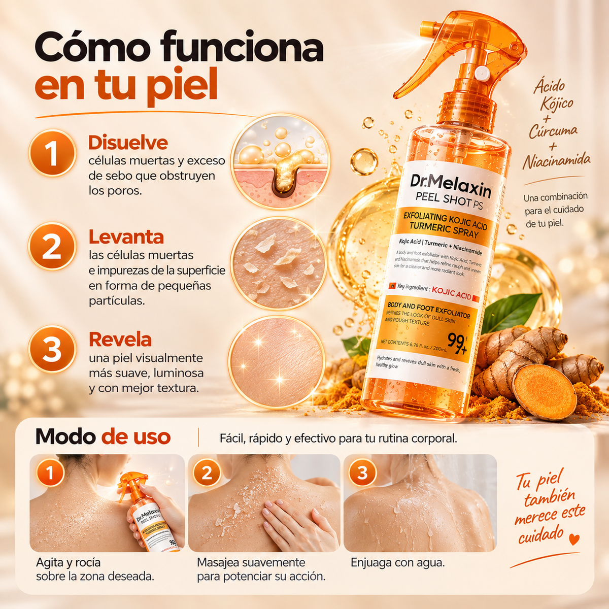 DR MELAXIN Peel Shot / Exfolia y revela una piel más suave, luminosa y uniforme