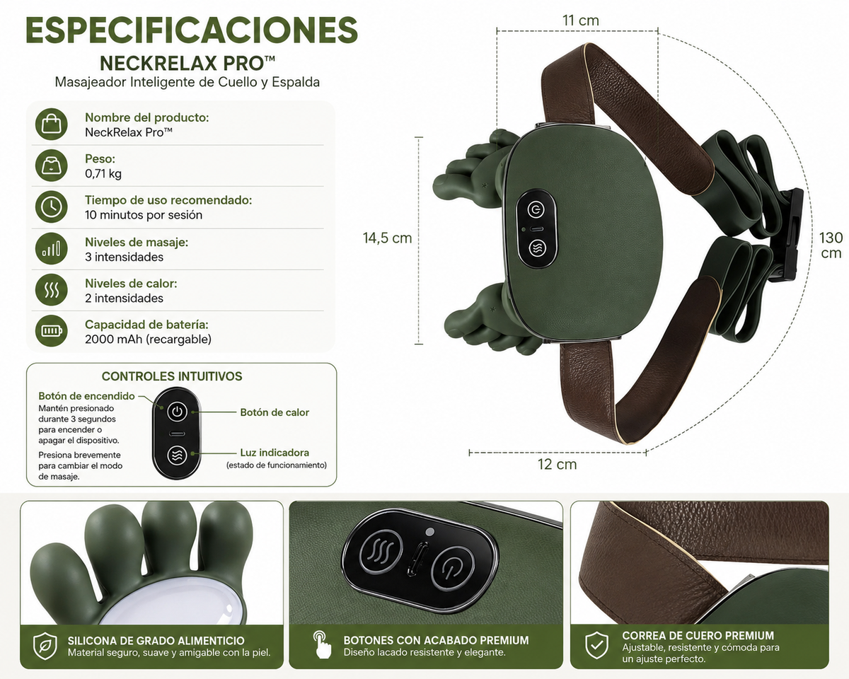 NeckRelax Pro™ | Masajeador Inteligente de Cuello y Espalda