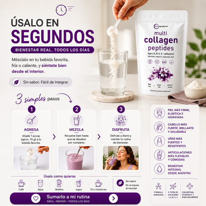 Collageno Peptides Multi / Apoya tu belleza y bienestar desde el interior