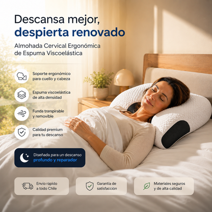 Almohada Cervical Ergonómica Premium | Espuma Viscoelástica Memory Foam