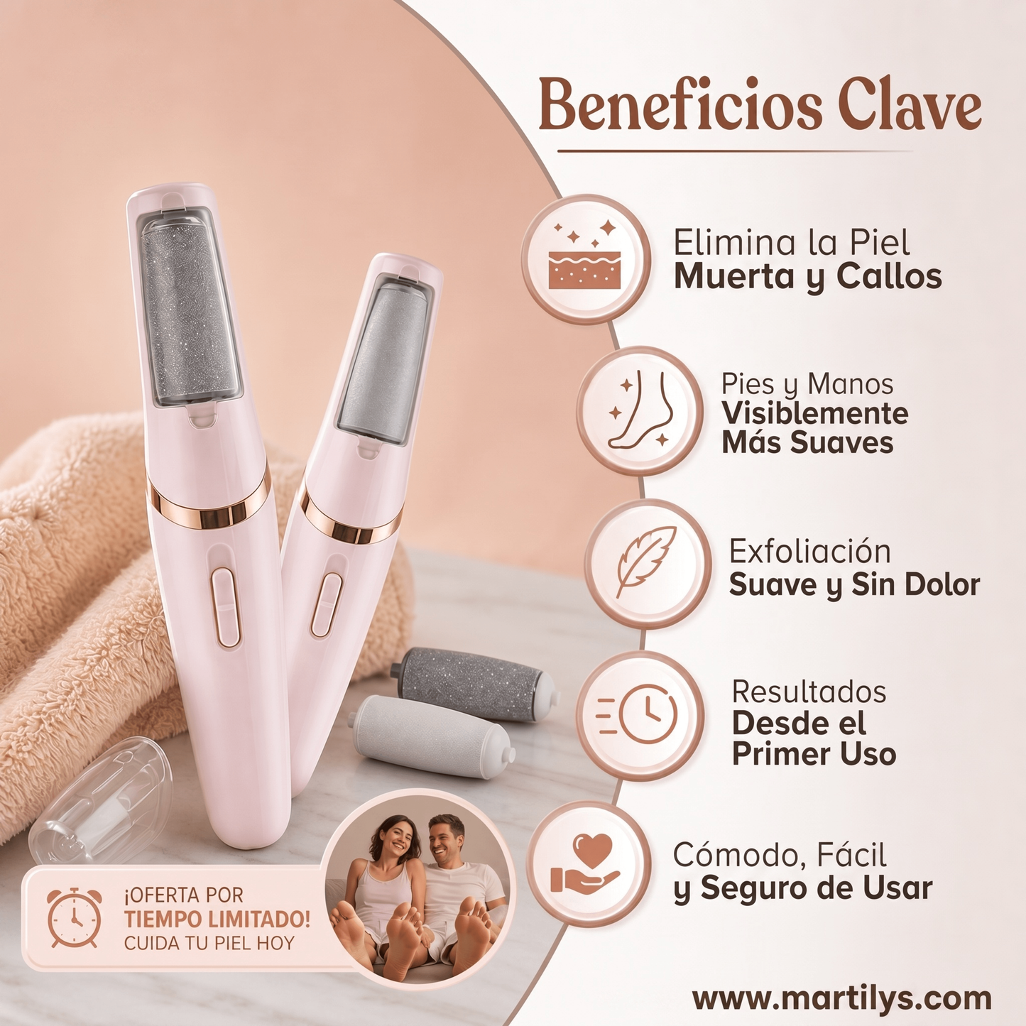Exfoliador Eléctrico Recargable para Pies, Talones y Manos