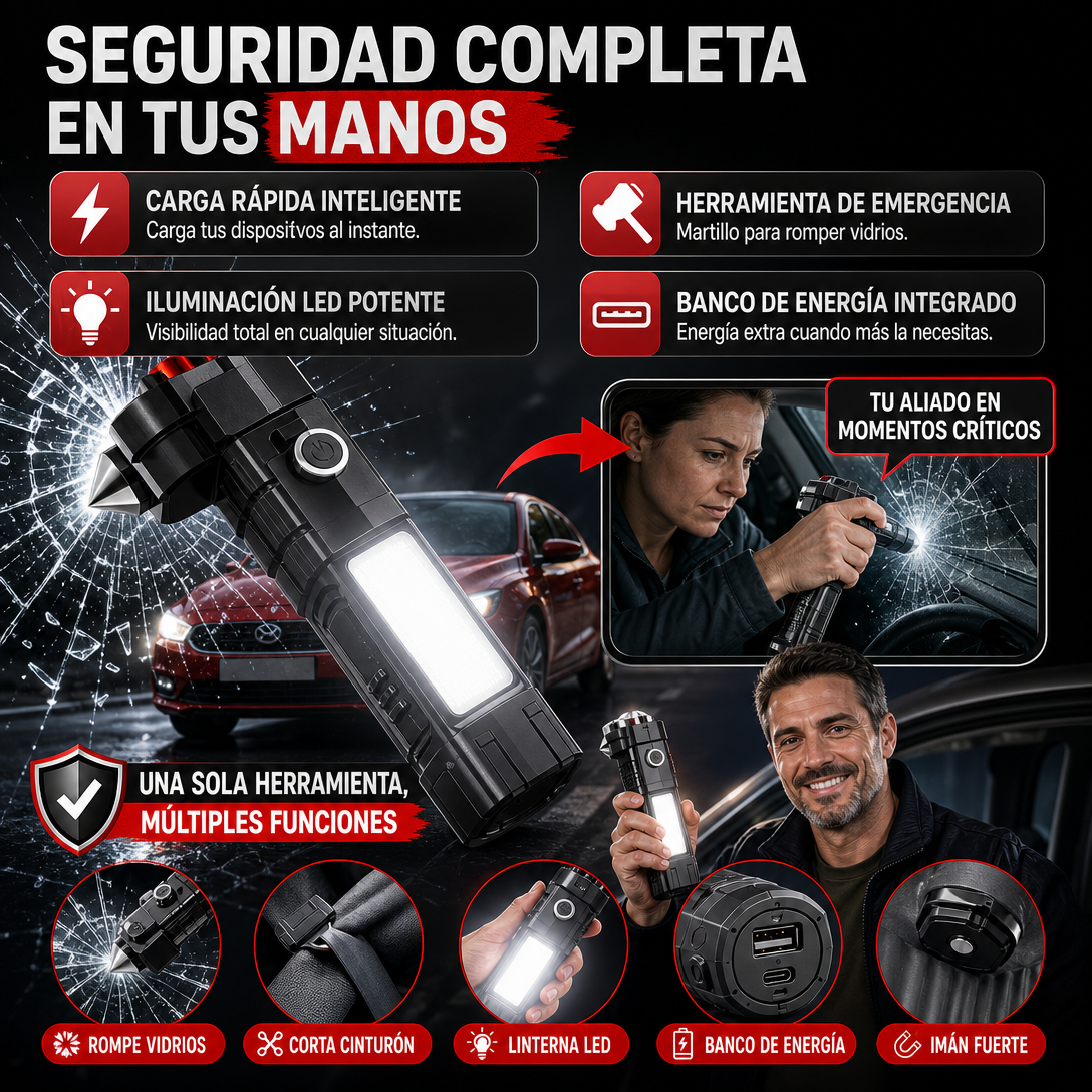 LUMINEX PRO  Linterna Multifuncianal  (Rompe Vidrios)