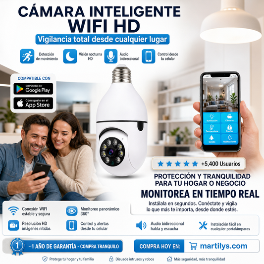 VigiLight 360™ / Cámara Inteligente Seguridad 360° para tu hogar.