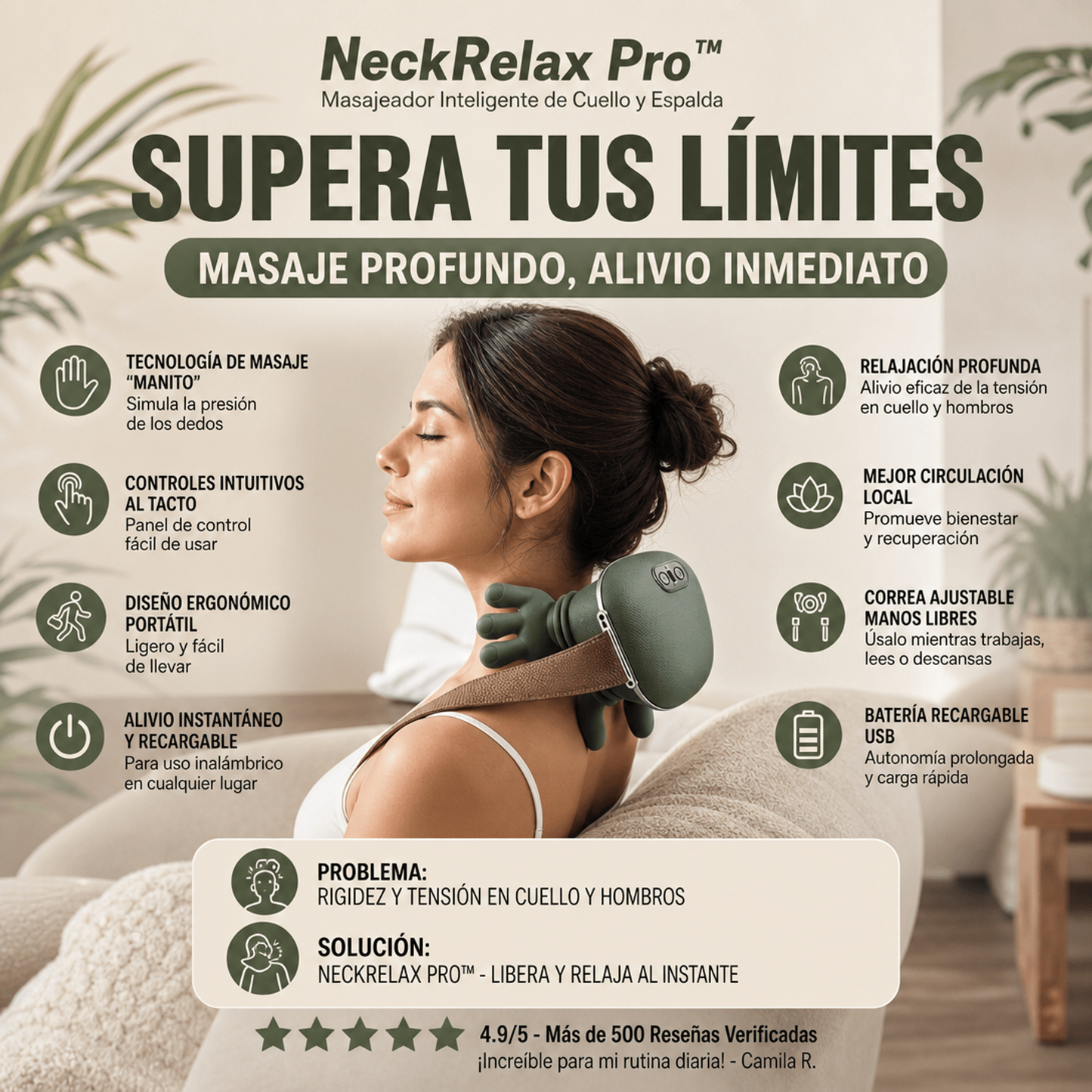 NeckRelax Pro™ | Masajeador Inteligente de Cuello y Espalda
